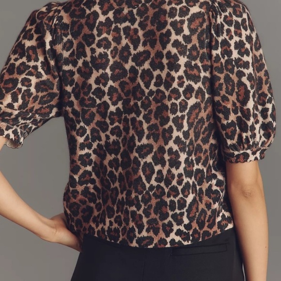 🐆Anthroplogie CASHMERE Puff-Sleeve Cardigan Sweater Maeve NEW Medium - Picture 2 of 15